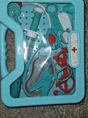 Kids Medical Play Kit - Aqua and Red Pretend Doctor Set